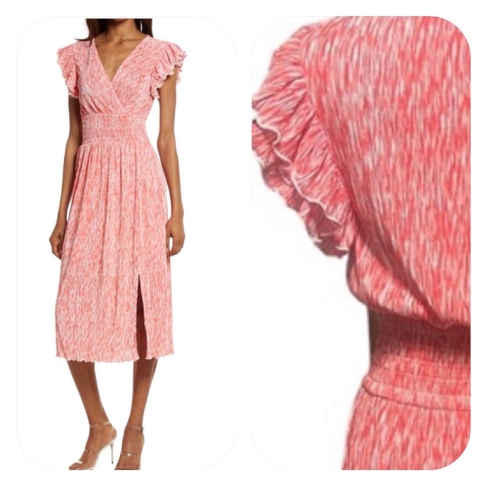 From Nordstrom, Chelsea28 dress. Color/peach color, flutter sleeve